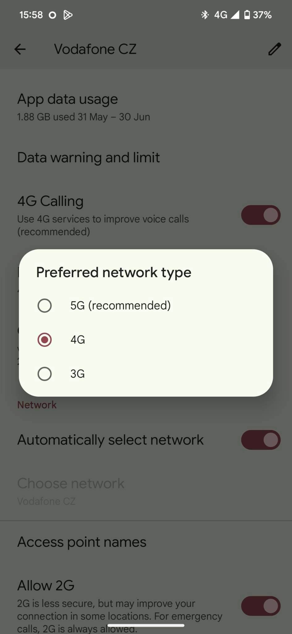 Prefered network
